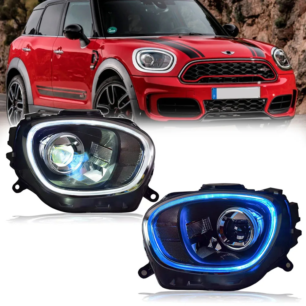 For F60 Mini Countryman 2016-2021 LED Auto Headlights Assembly Upgrade DRL Bicofal Lens Start Animation Accessories