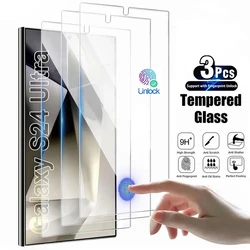 3PCS Fingerprint Unlock Protection Glass for Samsung Galaxy S24 S23 S22 S21 Ultra Screen Protector on Samsung S21 S20 S23FE
