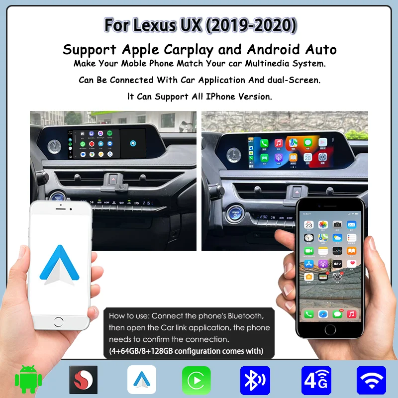 Android 13 Autoradio Carplay schermo per Lexus UX 200 250h 260h 2019-2020 lettore multimediale Qualcomm Car Smart Radio Navi