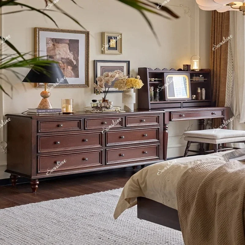 

American retro solid wood chest bedroom multi-functional locker FT