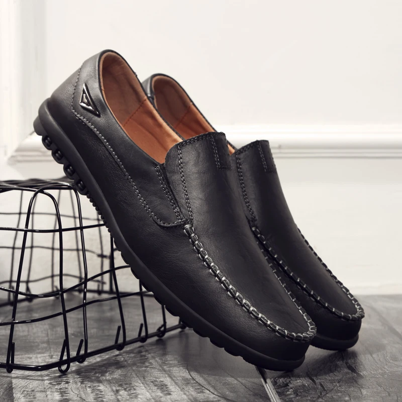 Leather Men Casual Shoes Luxury Brand 2024 Mens Loafers Moccasins Breathable Slip on Black Driving Shoes Plus Size 37-47