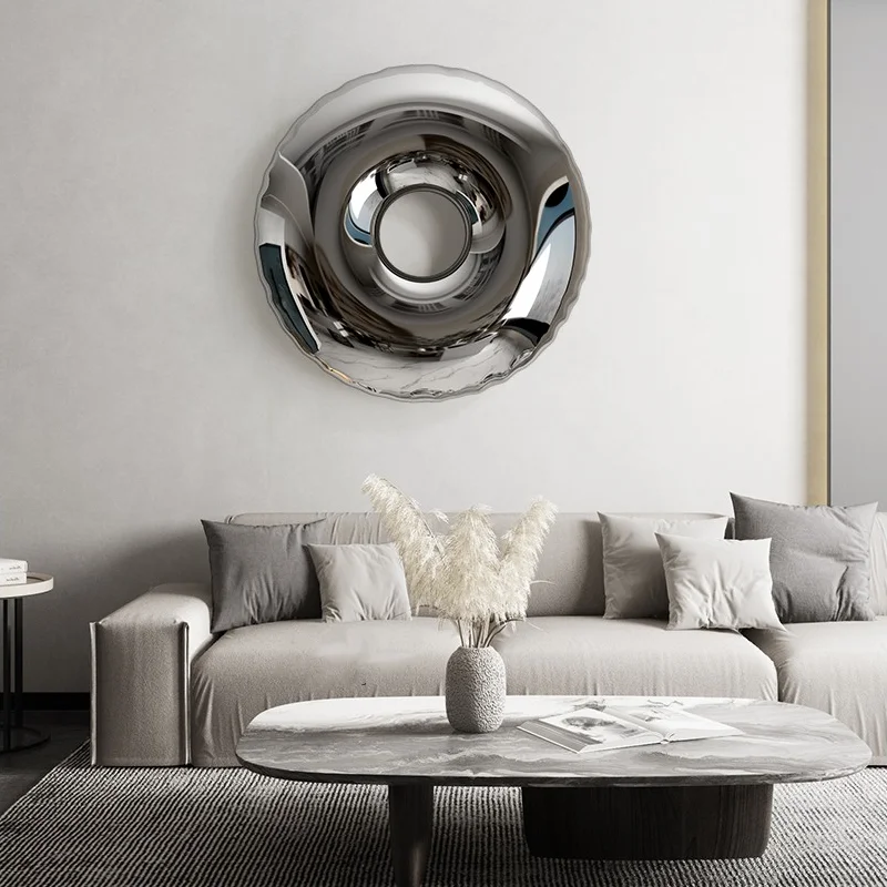 Stainless steel doughnut background wall art decoration for hotel lobbies, shops, living rooms, restaurants, foyers, etc
