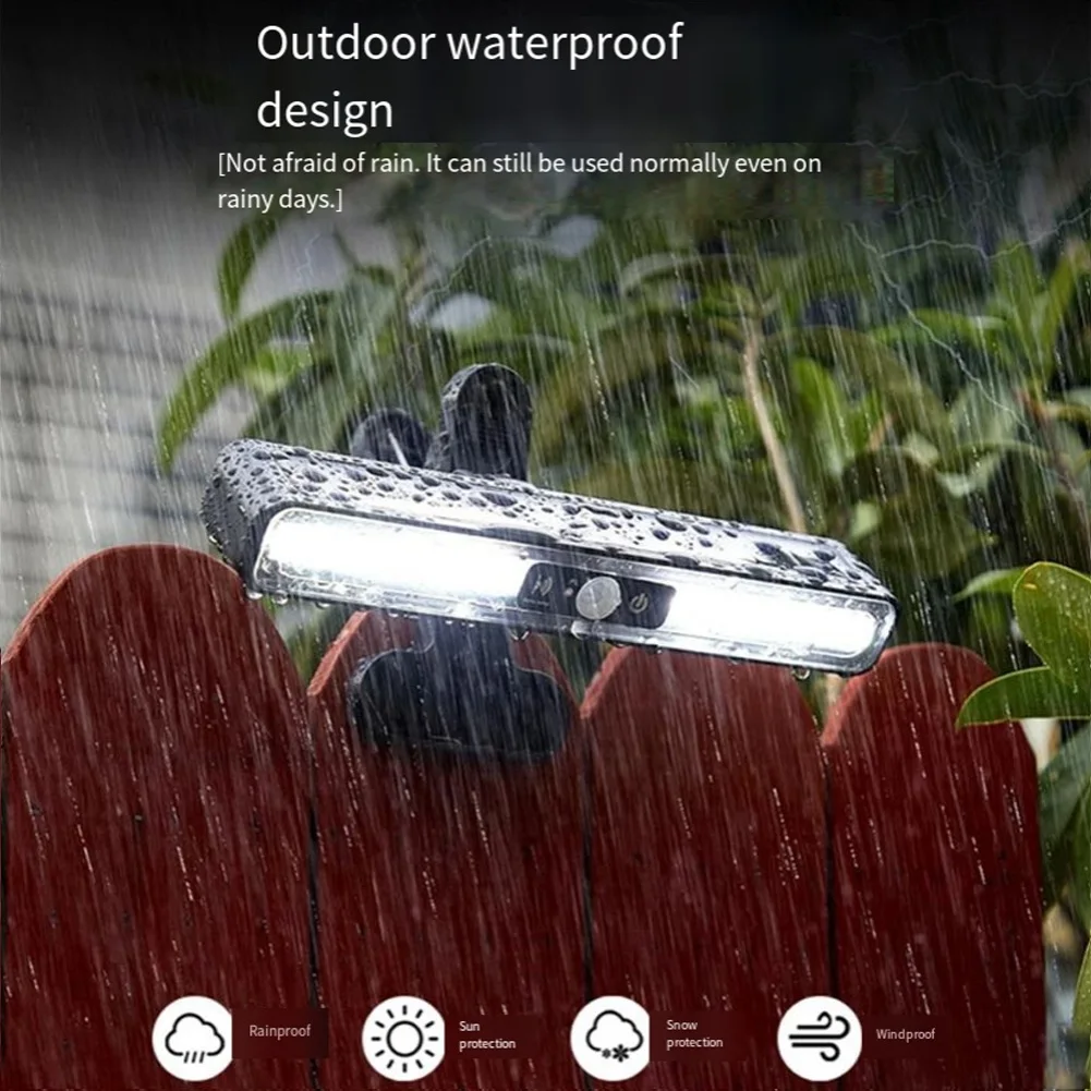ABVT-Clip On Solar Motion Lights Outdoor 2 Pack Fence Lights Outside For Fence Garage Camping