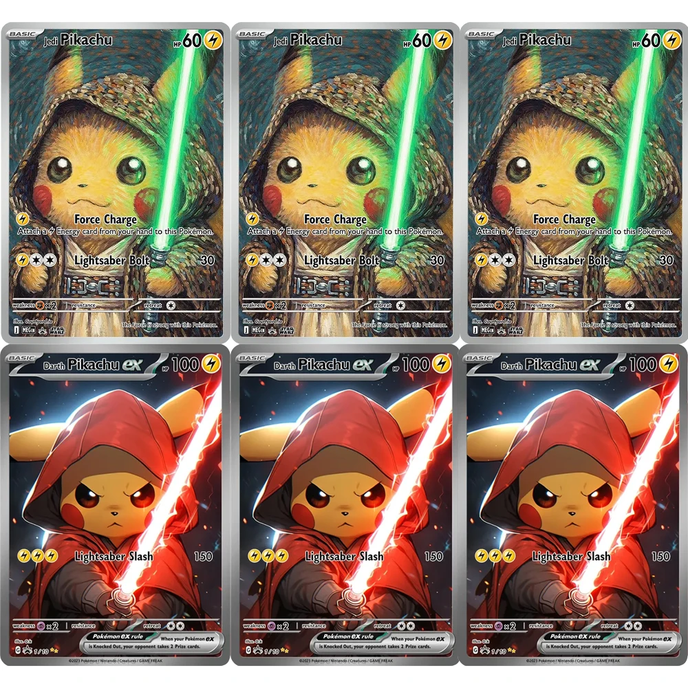 Cartes PKM personnalisées : Ensemble de cartes artistiques Pikachu pour collectionneurs, jeu de cartes anime, cartes à collectionner DIY, cartes à paillettes