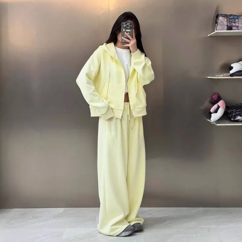 

Spring Summer Sportswear Set Women Features Style Hooded Head Embroidered Design Two-piece Thin Fashion Sweatshirt Casual Wear