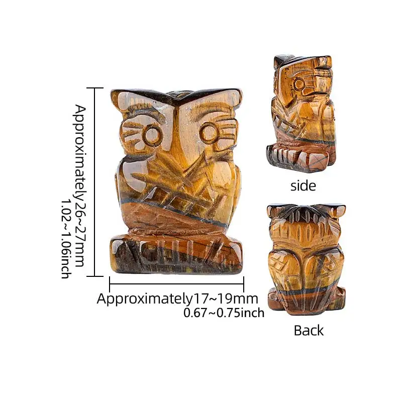 Owl Figurine Stone Carving Crafts Statue Natural Gemstone Healing Crystals Reiki Christmas Gift Home Decor view 2