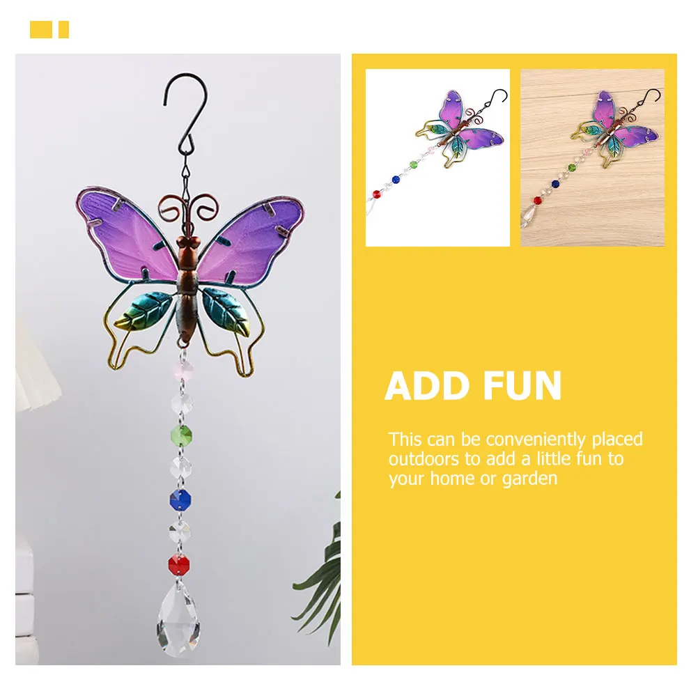 

Crystal Pendant Butterfly Garden Hanging Decorations Outdoor Artificial Decorative White