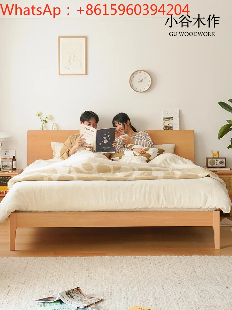 Giersthouten meubelen Scandinavisch massief houten bed 1,5 beuken Japans eenvoudig blokwind klein appartement 1,8 meter tweepersoonsbed