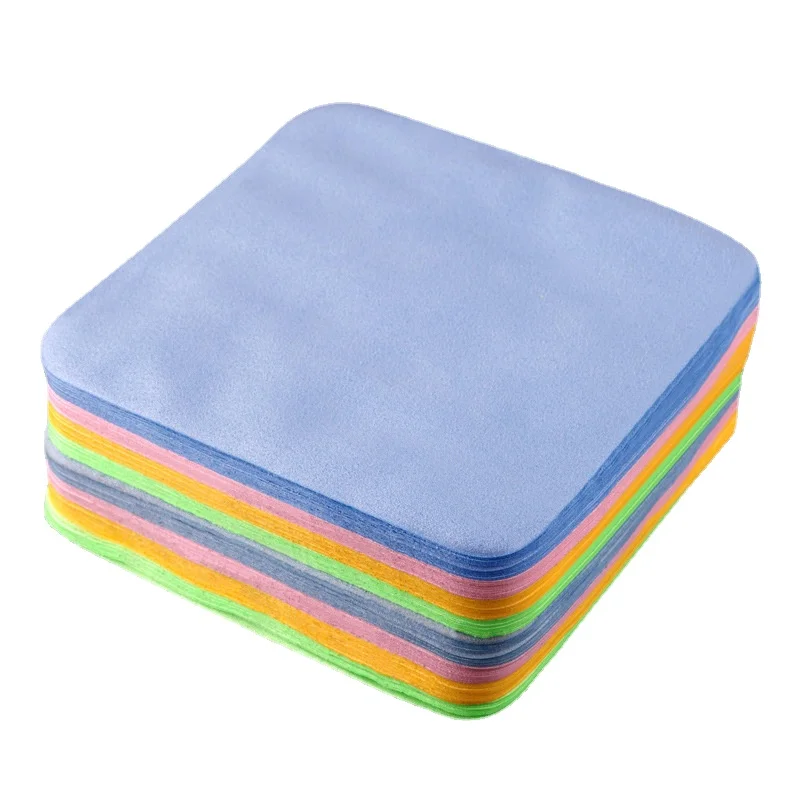 5 Pcs 13x13cm Candy Color Soft Glass Cloth Suede Fleece Double-sided Fleece Wipe Microfiber  Mobile Phone Screen Cleaning Cloth