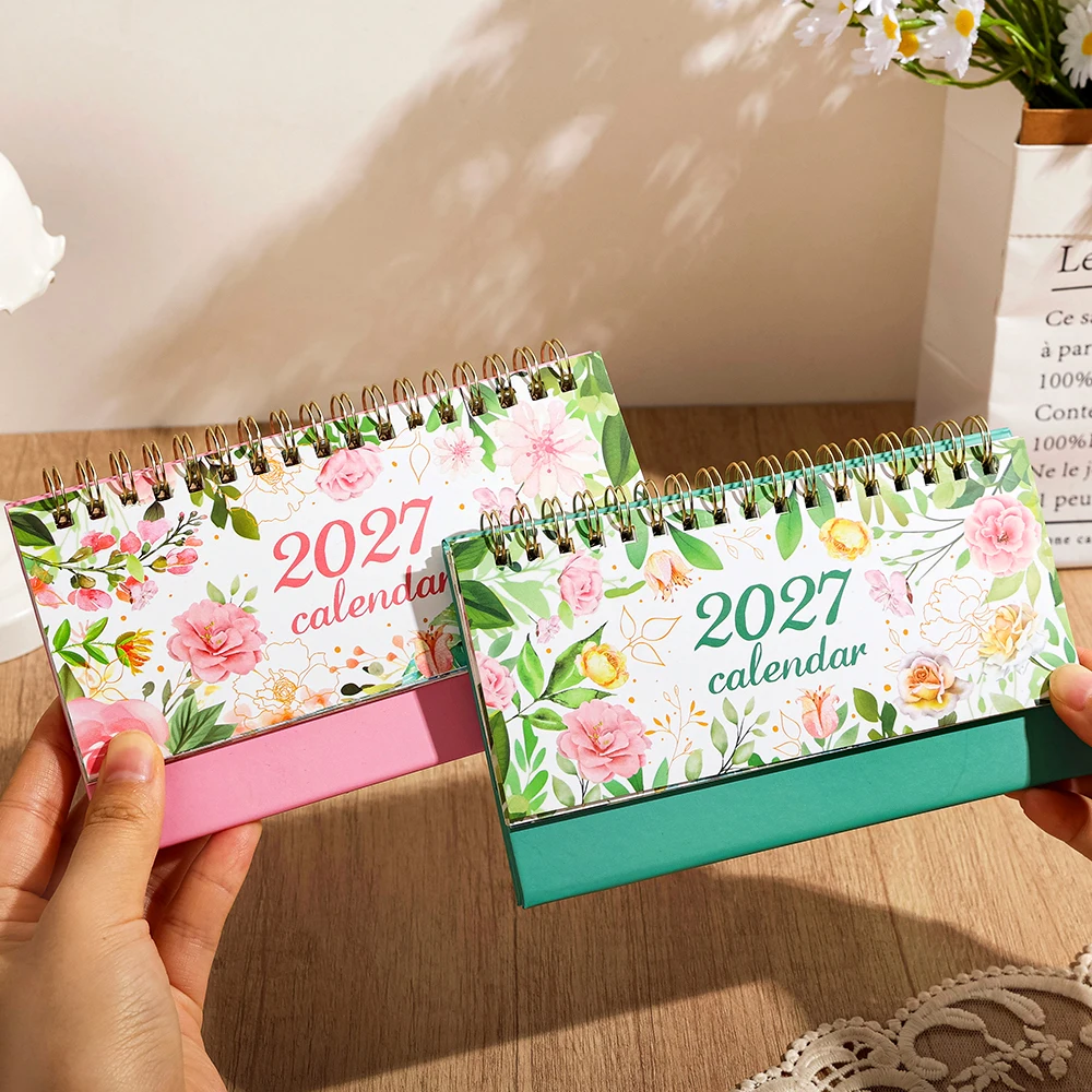 2027 Floral Desk Calendar Small Portable Design Daily Weekly Monthly Pages Home Office School Use Schedule Organizer