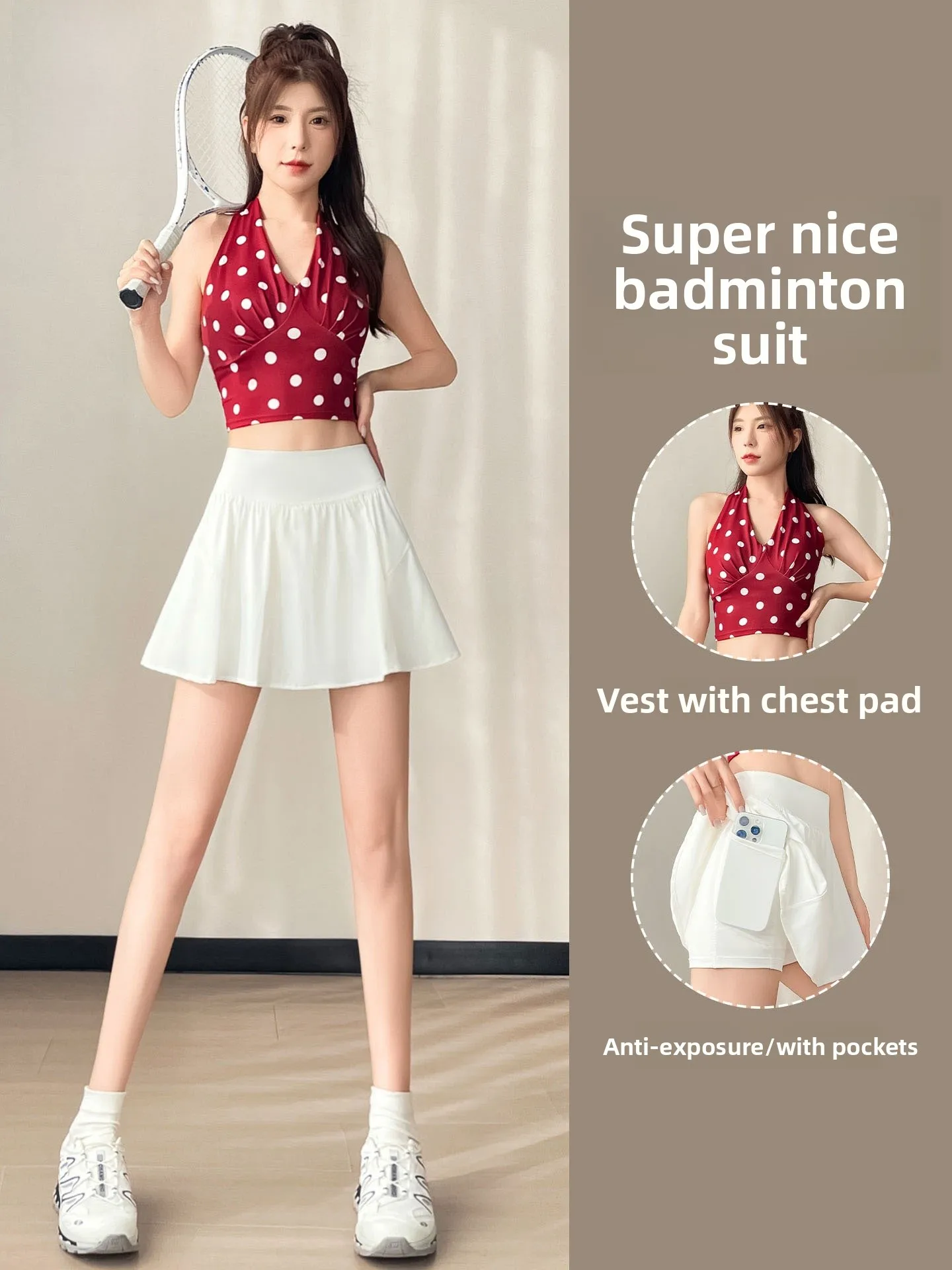 

Faionable Profional Badminton Outfit Set Women's Summer 2026 New Fitn Clothing Running Sports Vest Tennis ort Skirt