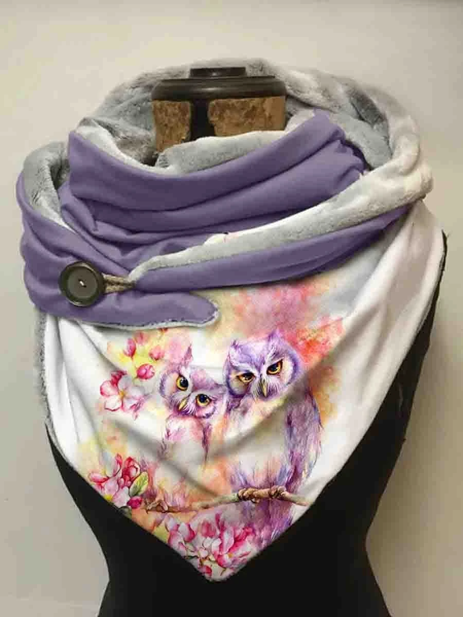 

Owl Oil Painting Watercolor Casual Scarf And Shawl for Women