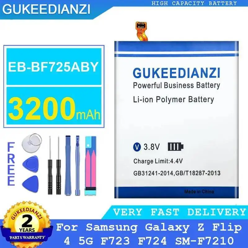

Для Samsung Galaxy Z Flip 4 5G F723 F724 SM-F7210 Высокая емкость EB-BF725ABY Премиум-сменный аккумулятор для мобильного телефона 3200 мАч