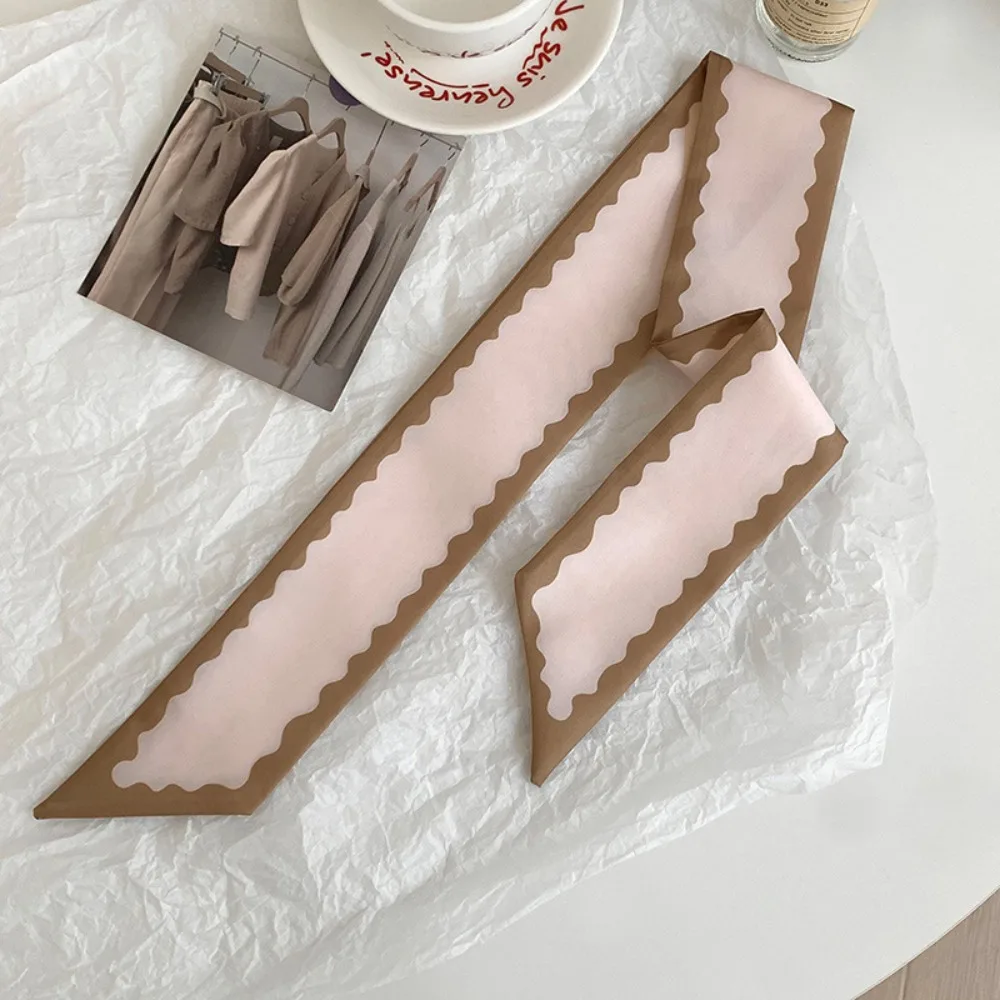 

Новый роскошный узкий длинный женский шарф из шелка, шифоновый шарф с резинкой, универсальная лента-повязка для волос, женские аксессуары