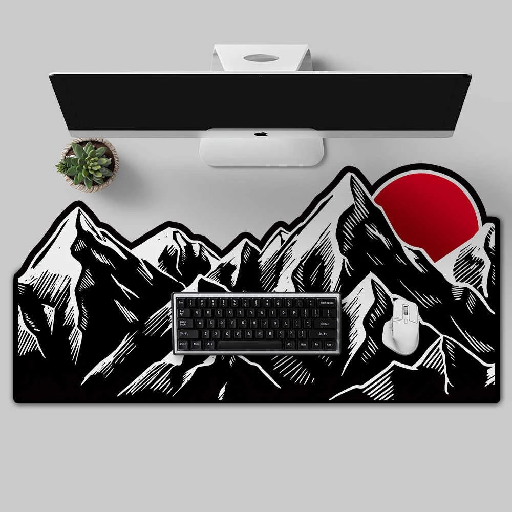 Japan Original Alien Sunrise Oriental Mouse Pad Minimalist Super Large Table Mat Game 5mm Thick Table Pair for Boys