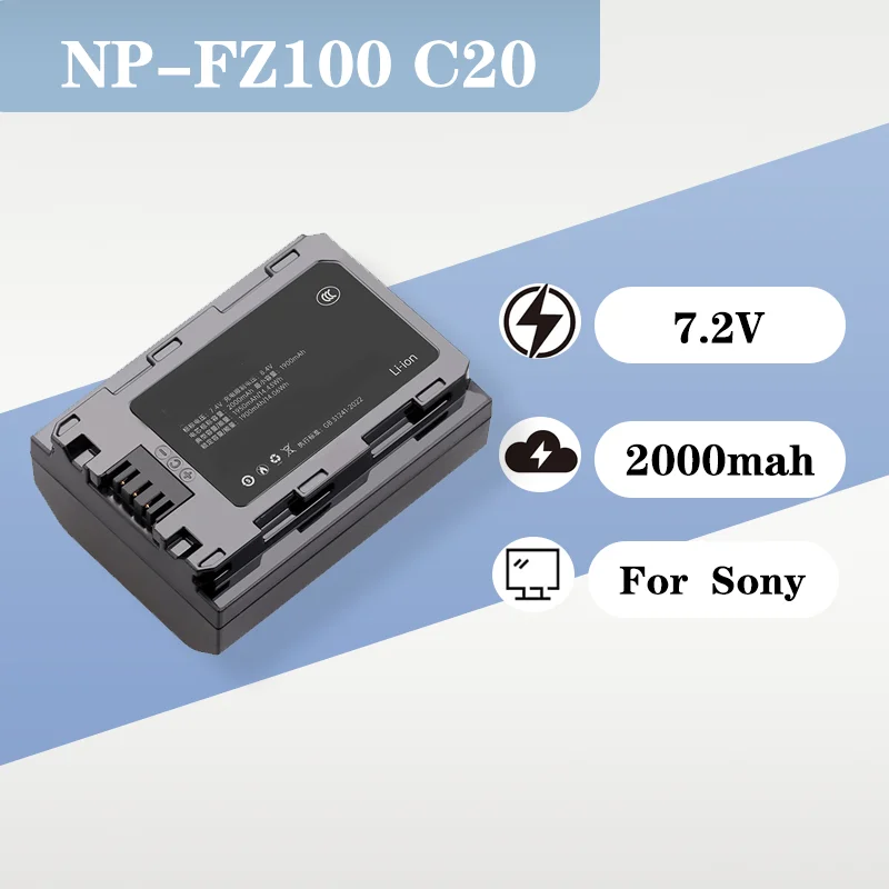 

NP-FZ100 7.2V 2000mAh Professional Battery For Sony Alpha A7C ZV-E1 II A7M3 A7M4 A7R III A7R IV A9 II Travel Camera