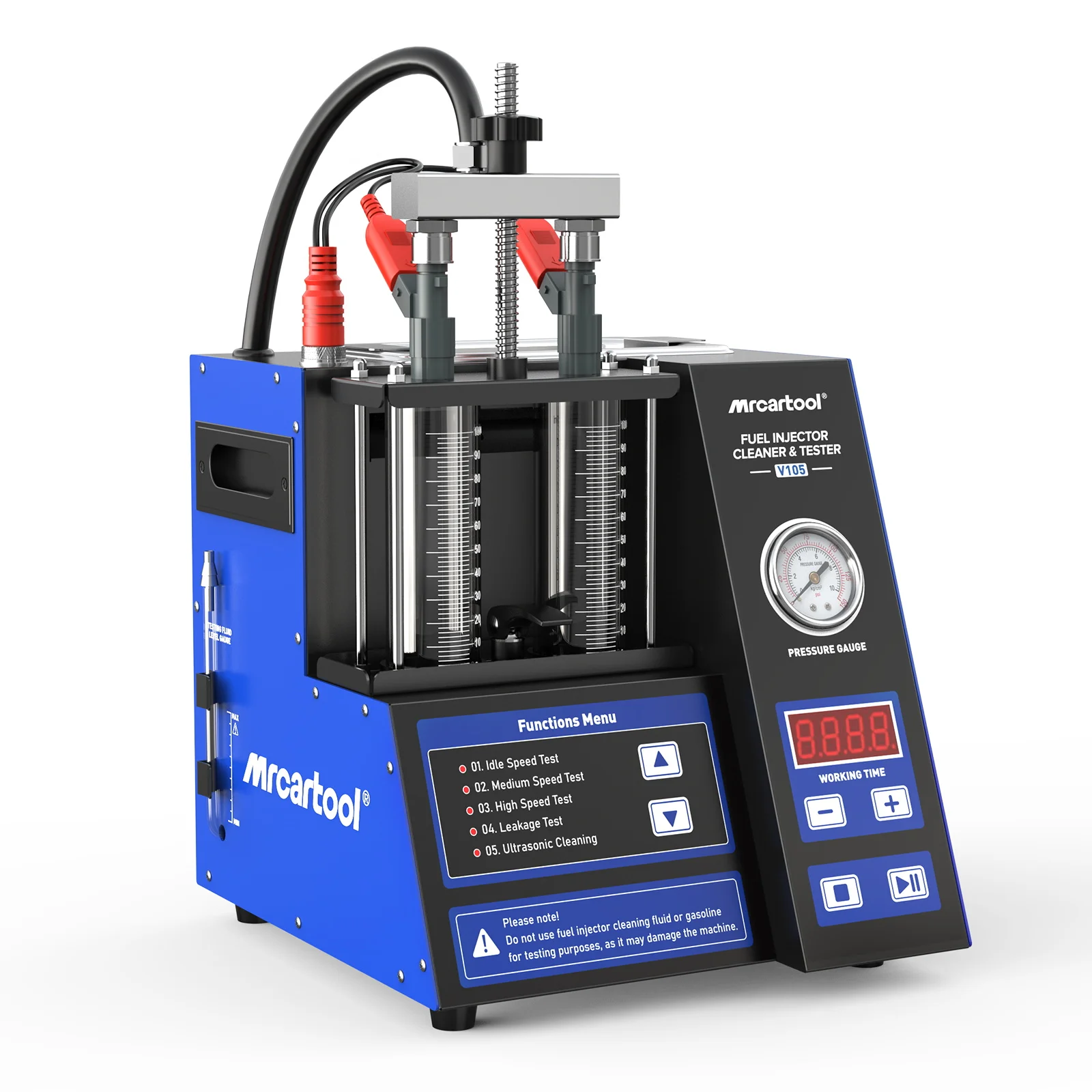 Mrcartool V105 Fuel Injector Cleaner & Tester 2 Cylinder Injector Cleaning Machine With Ultrasonic Cleaning Tank for Cars Motorcycles