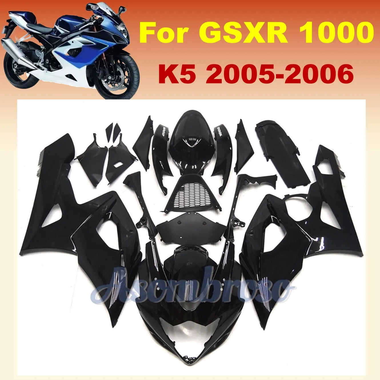 Gloss Black Fairing kit for Suzuki GSXR1000 2005 2006 k5 05 06 gsxr 1000 Sportbike Wrecked Rebuild Protective cover