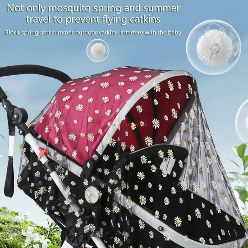 96GC Infant Stroller Fly Guard with Fine Mesh Embroidery for Hot Weather