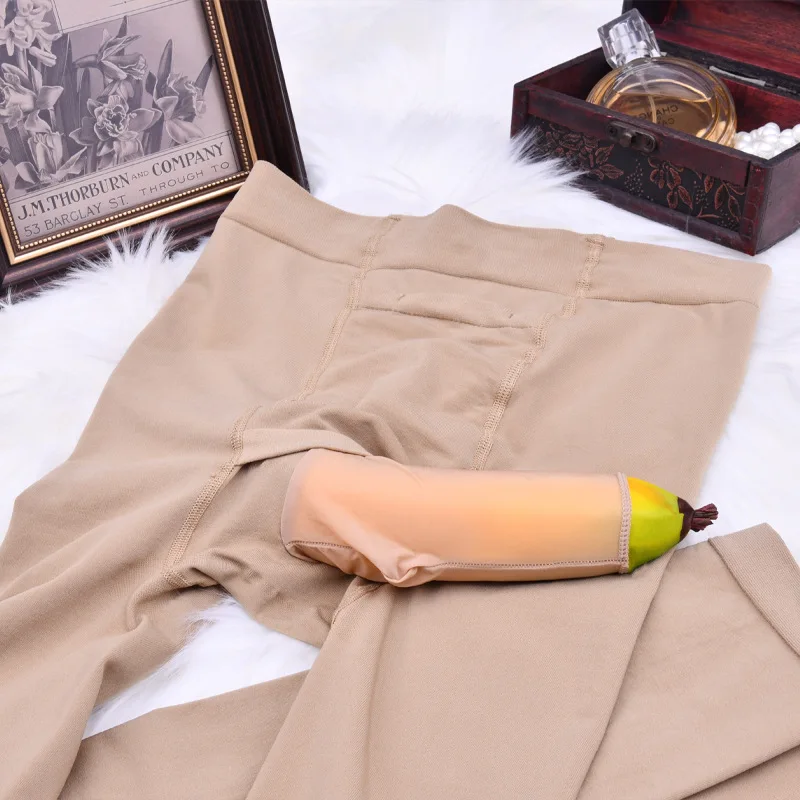 

Penis Sheath Leggings Men'S Autumn Pants With Upper And Lower Openings Foreskin Separation 200D Facial Mask Tight Pressure