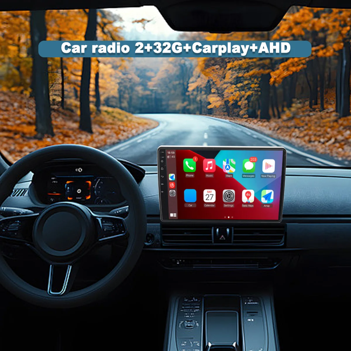 راديو سيارة Carplay 10.1 بوصة 2+32G+Carplay+AHD مناسب لـ Dodge Durango 11-2013 رابط إلى Android/IOS #2