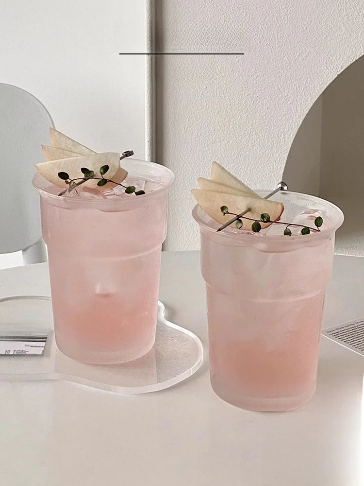 

Creative Frosted Glass Cup Office Coffee Drink Cup Open-Top Design Vietri Mare Brand Transparent Cylinder Shape