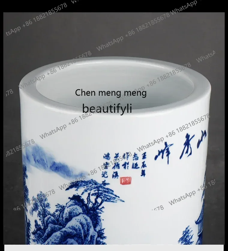 K182K182x1zJingdezhen Porcelain Hand Painted  Floor Vase Quiver Living Room and Hotel Chinese Style Flower Arrangement Decorativ