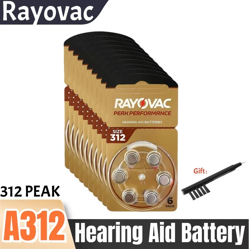 

30/60PCS Hearing Aid Batteries Rayovac PEAK 312 1.45V High Performance 312A A312 PR41. Battery For BTE CIC RIC OE Hearing Aids
