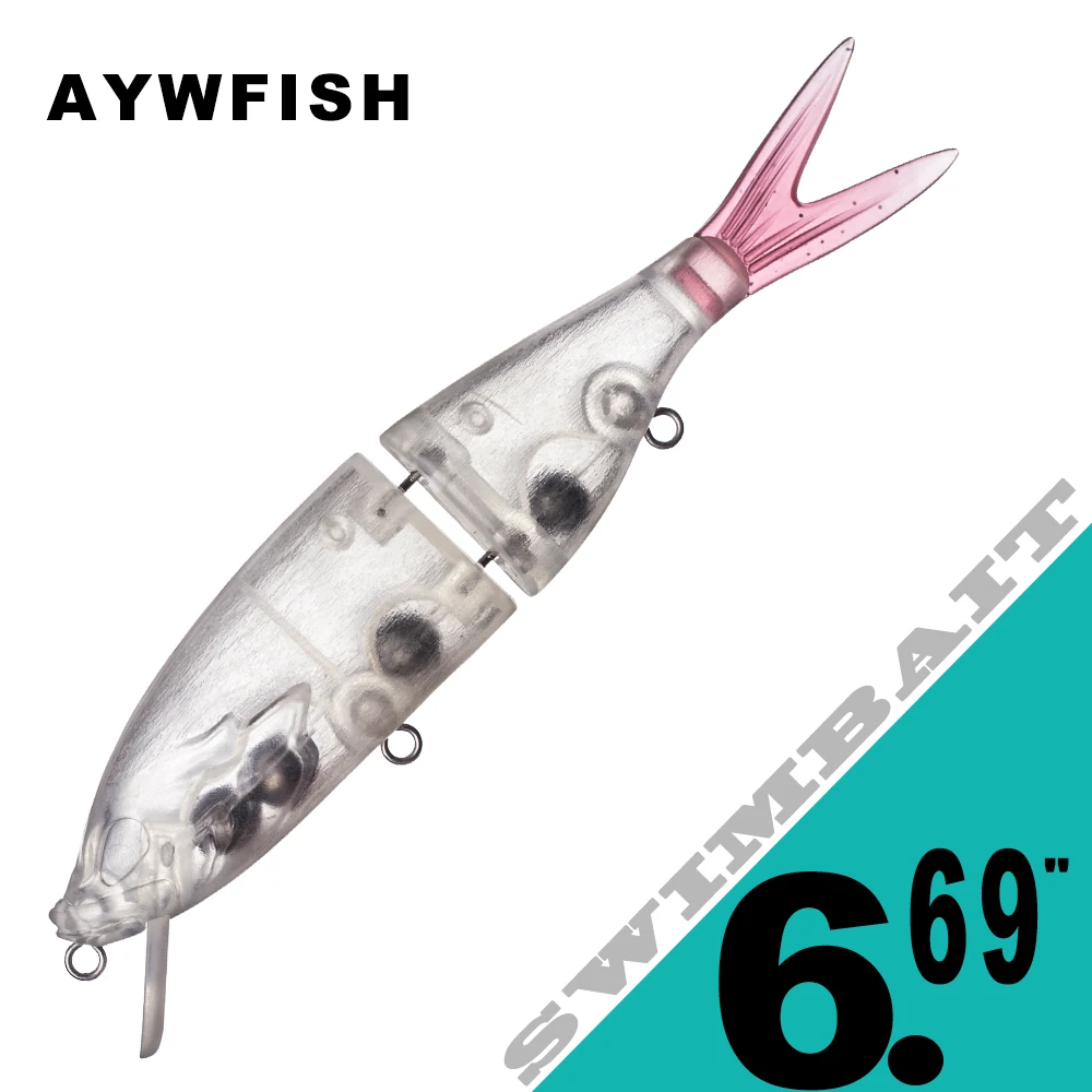 

AYWFISH 3PCS Unpainted Wake Bait Blank Crankbait Artificial Segment Shad Floating Multi Jointed Swimbat Fishing Lure 17CM 47.5G