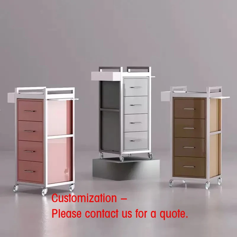 custom.Luxurious Modern Wood Beauty Salon Trolley with 4-Wheel Multi-Function Hairdressing Cart Storage Holders