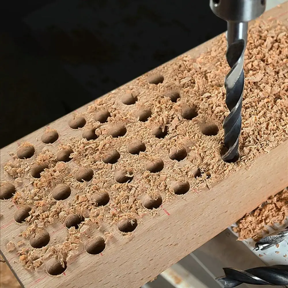 5 Buah Mata Bor Kayu Tiga Mata 4/5/6/8/10mm, Alat Bor Listrik Baja Karbon Tinggi, Mata Bor Reaming 1/4 inci Hex Shank, Tahan Lama