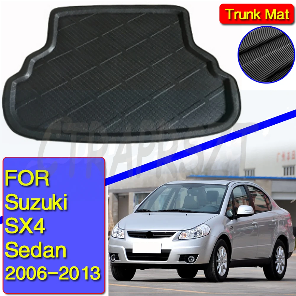 Car Rear Trunk Boot Mat For Suzuki SX4 Sedan 2006-2013 Waterproof Floor Mats Carpet Anti Mud Tray Cargo Liner Waterproof