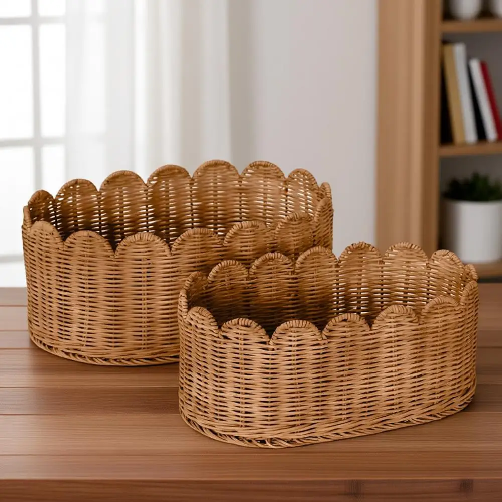 

Элегантный набор плетеных корзин ручной работы с фестончатым краем - 16x10x7 дюймов - для хранения в детской (цвет мокко)