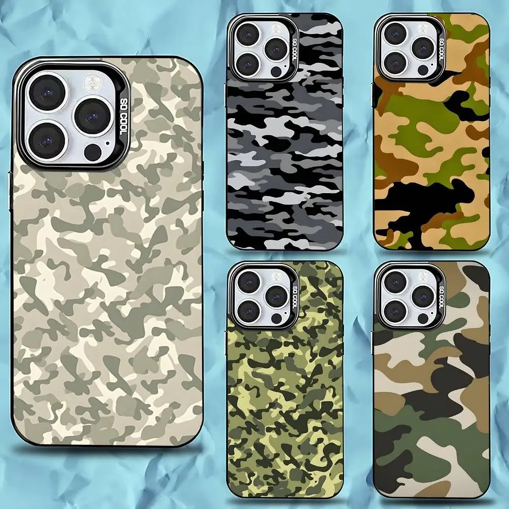 

Fashion Camouflage Phone Case For iPhone 16,15,14,13,12,11,Pro,Max,Plus,Mini,XS,SE Anti Fall Black Matte Hard Bumper