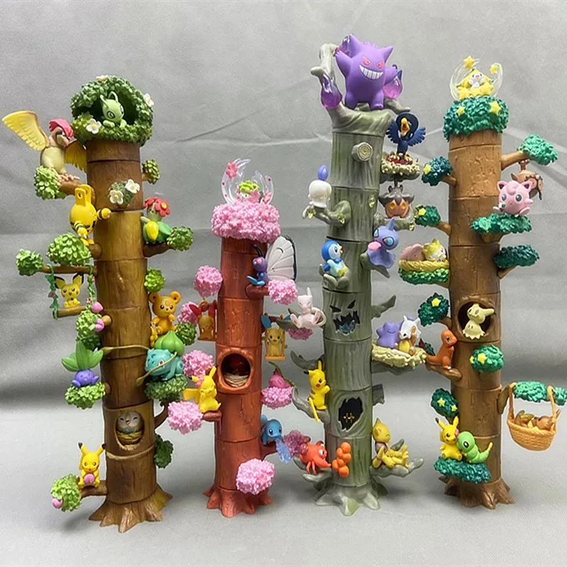 Hot New Pokemon Toy Tree Stump Anime Figure Halloween Gengar Pocket Monster Pikachu Desk Model Forest Figurine Dec Children Gift
