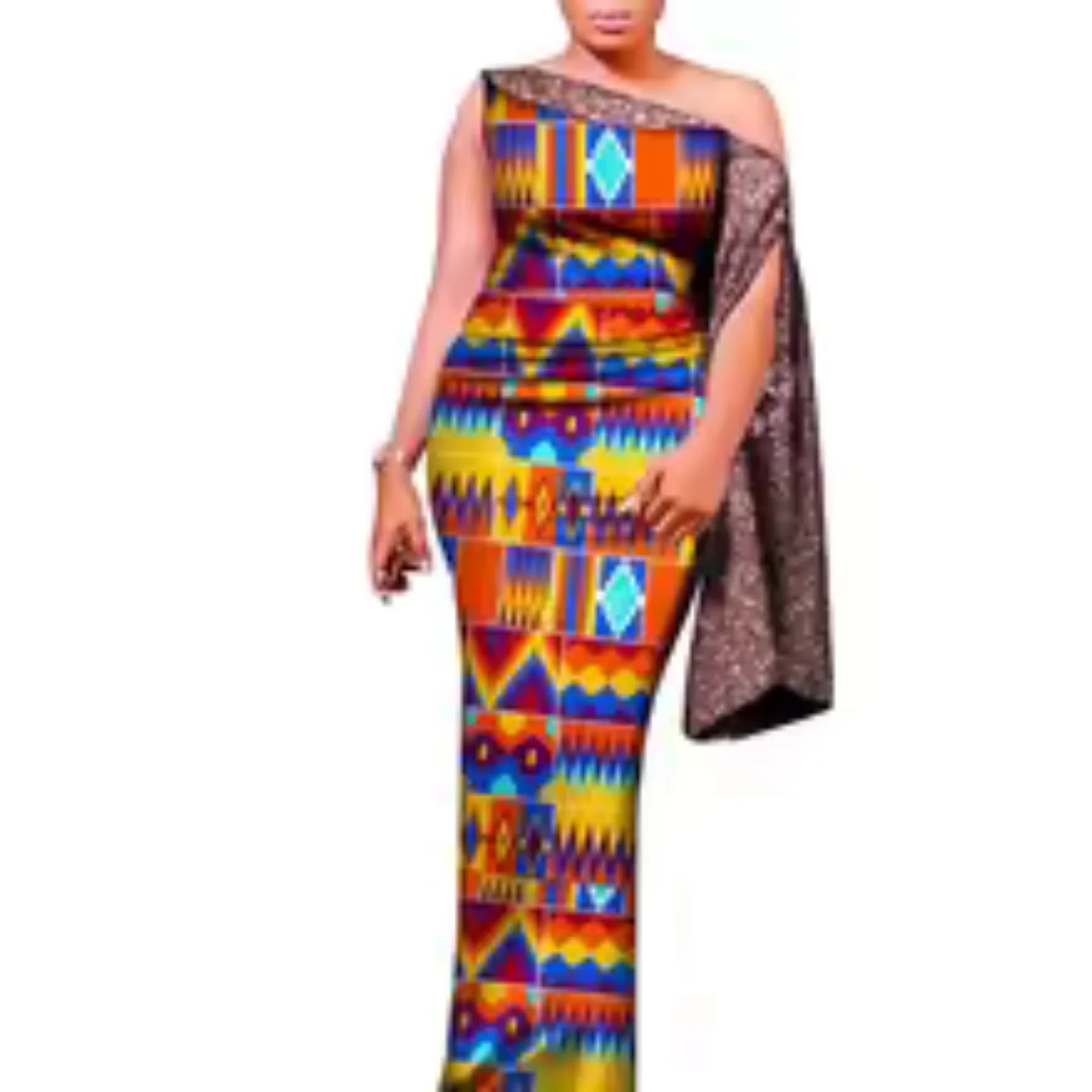 

African Cotton Breathable Ankara Printed Dashiki Maxi Dress for Women Elegant Gown Plus Size