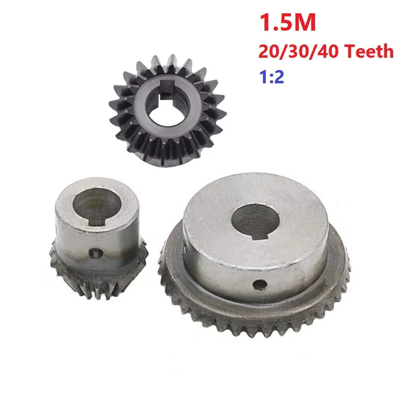 20/30/40 Teeth 90 Degree Drive Commutation Steel Gears Steel Gears 1:2 Bevel Gear 1.5 Modulus
