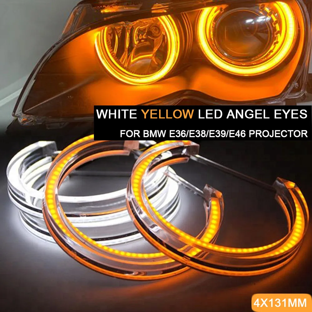 

4x LED Angel Eyes Headlight No Error For BMW E90 E91 E46 Sedan E36 E38 E39 E46 M3 DTM HID Halo Ring DRL Daytime Running Lamp