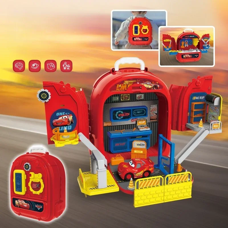 Disney Cars Lightning McQueen Cartoon Car Model Play House Toy Engineer Repair zaino creativo giocattolo per bambini regalo di festa