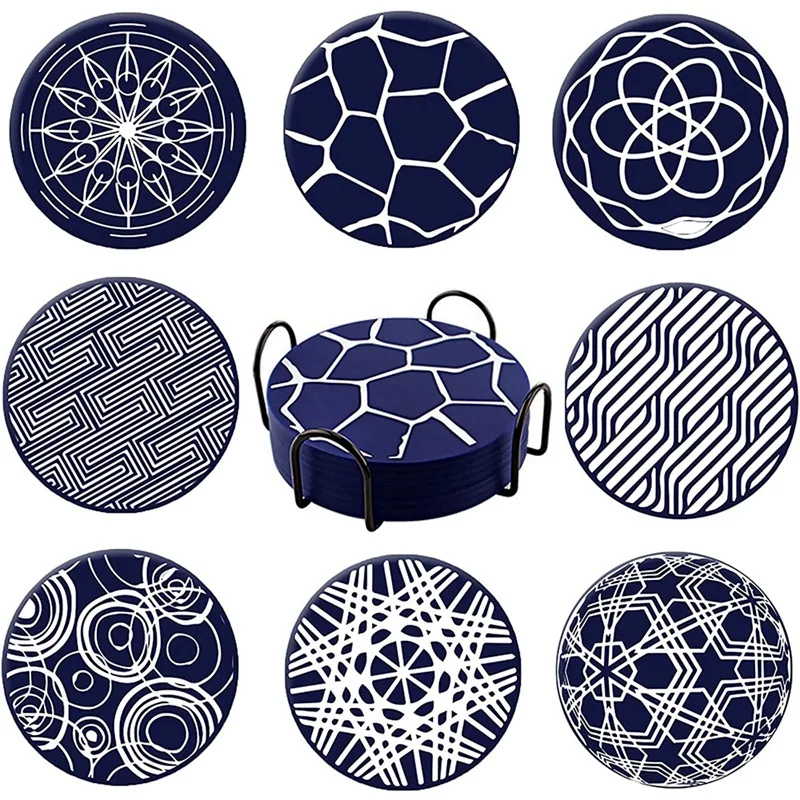 

8Pcs Silicone Coaster, Drink Coaster With Holder, Coffee Coaster, Suitable For Bar, Desktop, Non-Slip Desktop Protection