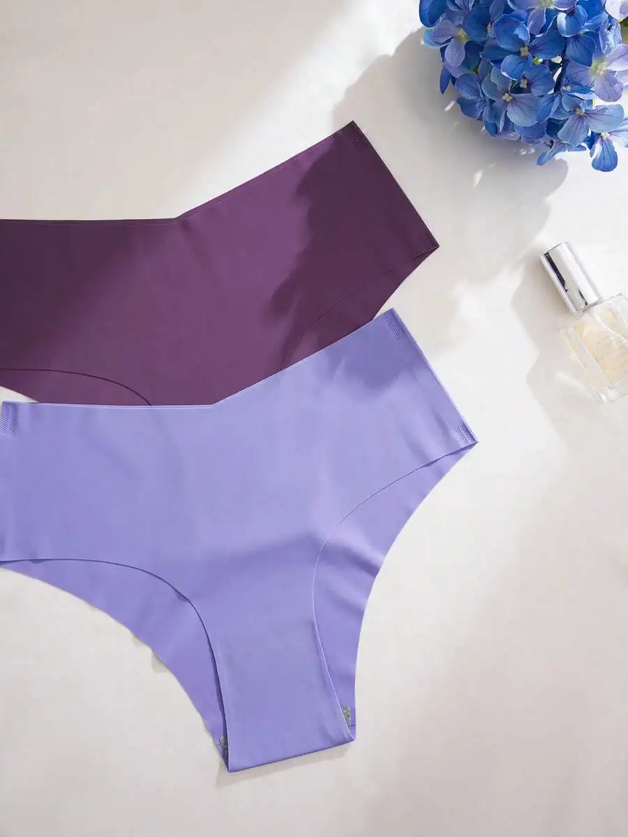 

5 Pcs Women Seamless Minimalist Casual Panties Solid Color Comfortable Underwear