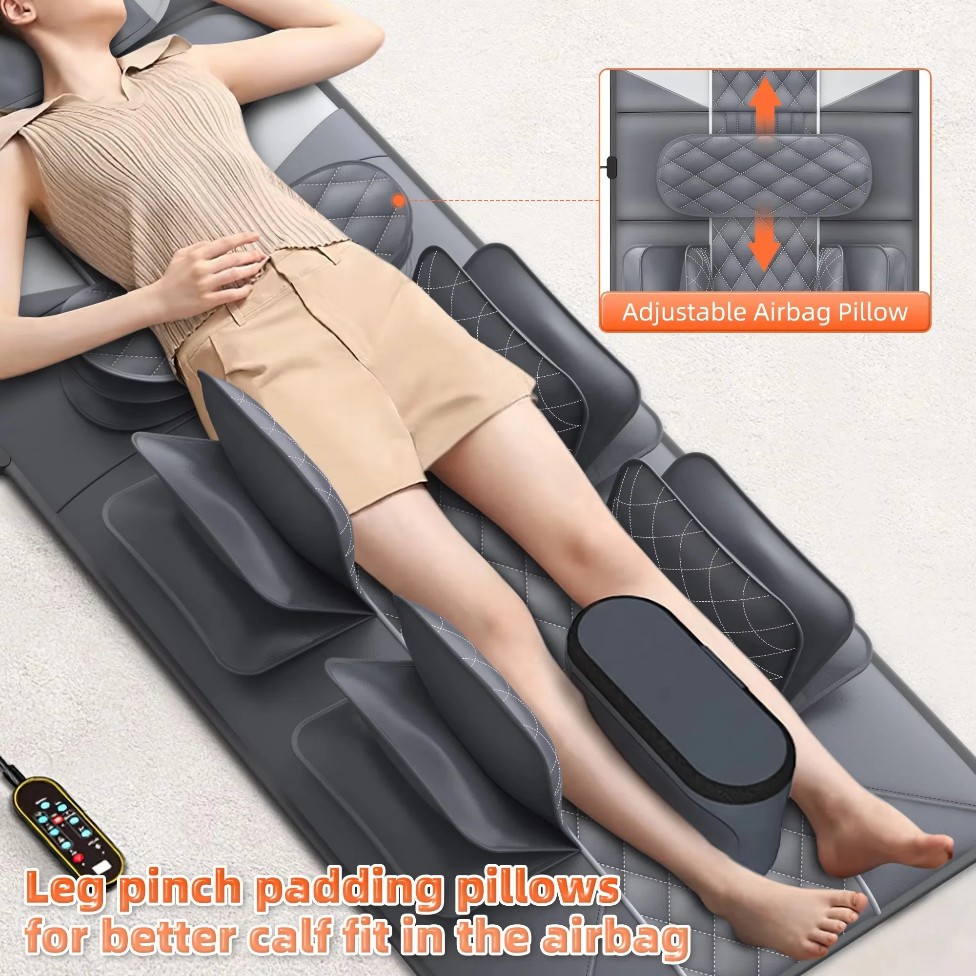 6D Electric Mattress Airbag Traction Stretch Neck Waist Back Full Body Multifunctional Heat Massage Pad Chair with Foot Rest