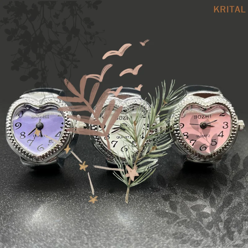Alloy Shell Love Quartz Arabic Digital Dial Fashion Men's And Women's Ring Watch Compact