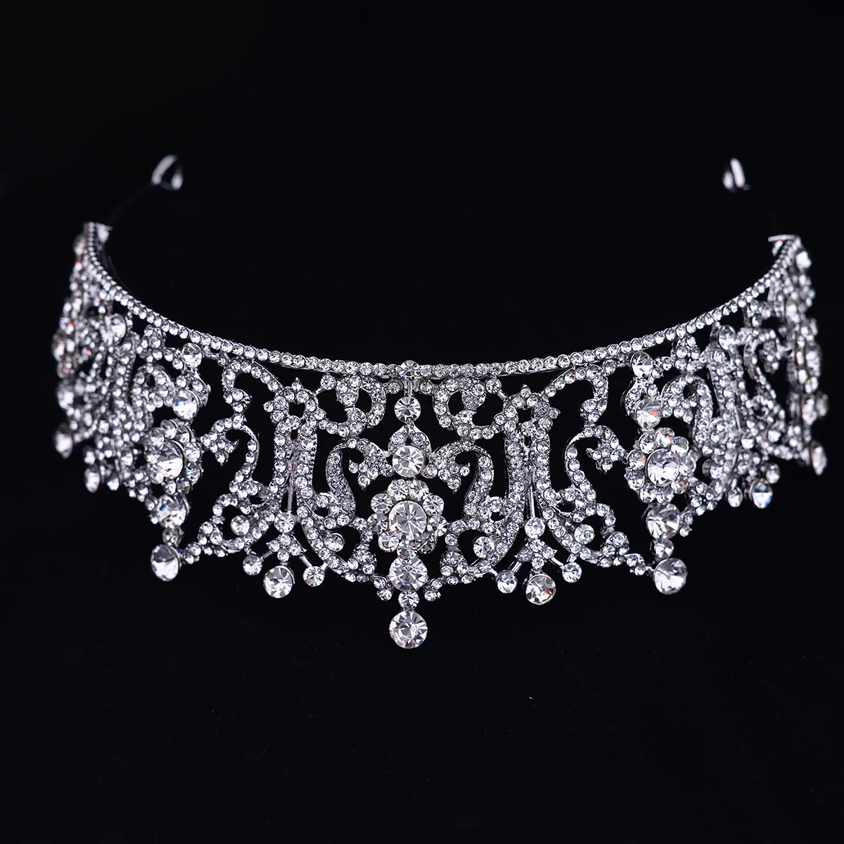 Luxury Royal Crystal Tiara  Silver Rhinestone Wedding Crown for Brides  Prom  Pageant and Quinceanera image 6