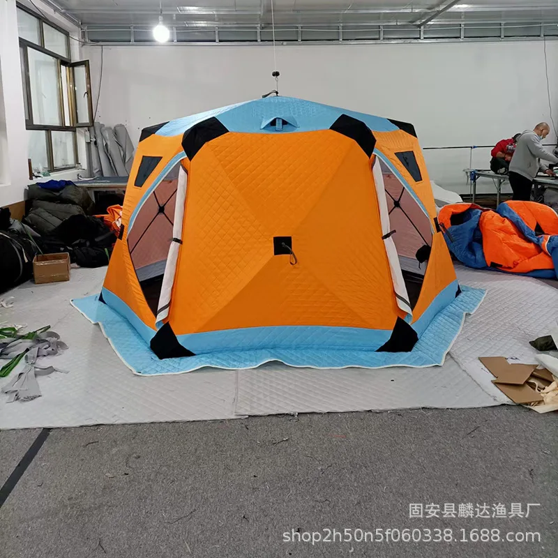 Octagonal large hexagonal warm winter cotton thermal insulation cold cloth zipper outdoor picnic equipment camping tent