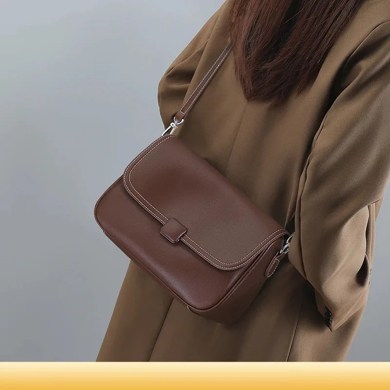 2026 New Women's Genuine Leather Crossbody Shoulder Bag, Trendy Premium Chic Niche Handbags, Casual Daily Sophisticated Commuter