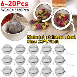 6-20Pcs 304 Stainless Steel Tea Infuser Sphere Locking Spice Tea Ball Strainer Mesh Infuser Tea Filter Strainers Accessories