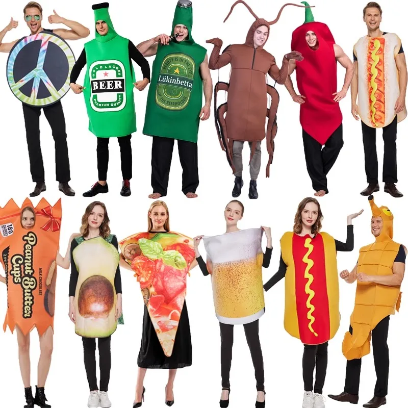 loween Fruit Theme Par Props Cartoon Puppet Beer Watermelon Funny Cartoon Doll Single's Day Costume Polyester Material