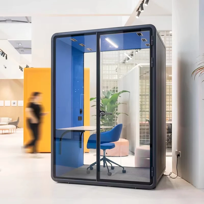 1-2 Person Movable Meeting Soundproof Pods Acoustic Phone Working Booth Office Chatting Quiet Space Environment Focus Pod