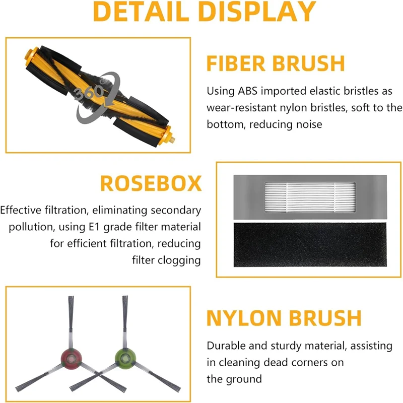 YCOC-For Ecovacs Deebot OZMO T8، T8+ قطع غيار روبوت المكنسة الكهربائية فرشاة جانبية رئيسية ملحقات فلتر Hepa